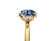 Solitaire Engagement Ring Setting for Fancy Blue Round Cut Center with Plain Band, Open Basket and Prong Head in Yellow Gold