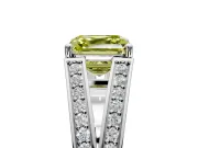Split Shank Engagement Ring Setting for Fancy Yellow Asscher Cut Center with Pave Split Shank and Prong Head in Platinum