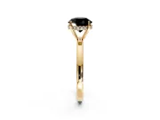 Solitaire Engagement Ring Setting for Fancy Black Round Cut Center with Fine Wire Band and Prong Head in Yellow Gold