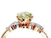 Solitaire Engagement Ring Setting for Fancy Yellow Marquise Center with Marquise Accent Twist Band and Prong Head in Rose Gold