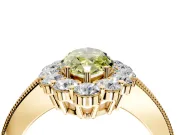 Halo Engagement Ring Setting for Fancy Yellow Marquise Center with Milgrain Channel Band and Prong Head in Yellow Gold