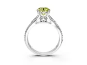 Solitaire Engagement Ring Setting for Fancy Yellow Round Cut Center with Pave Rail Split Shank and Prong Head in Platinum