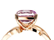 Solitaire Engagement Ring Setting for Fancy Pink Asscher Cut Center with Pave and Plain Crossover Band and Prong Head in Rose Gold