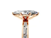 Solitaire Engagement Ring Setting for Marquise Center with Channel Baguette Band and Prong Head in Rose Gold