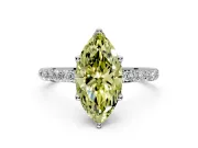 Solitaire Engagement Ring Setting for Fancy Yellow Marquise Center with Fine Pave Accents and Prong Head in Platinum
