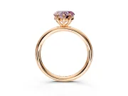 Low-Set Solitaire Engagement Ring Setting for Fancy Pink Heart-Shaped Center with Thin Plain Band and Prong Head in Rose Gold