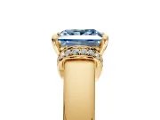 Solitaire Engagement Ring Setting for Fancy Blue Princess Cut Center with Wide Band, Pave Collar and Prong Head in Yellow Gold