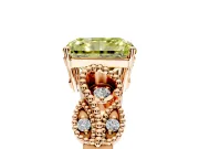 Leaf Engagement Ring Setting for Fancy Yellow Princess Cut Center with Milgrain Accent Band and Prong Head in Rose Gold