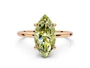 Minimalist Solitaire Engagement Ring Setting for Fancy Yellow Marquise Center with Thin Band and Prong Head in Rose Gold