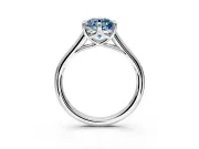 Solitaire Engagement Ring Setting for Fancy Blue Round Cut Center with Cathedral Band and Prong Head in Platinum