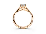 Solitaire Engagement Ring Setting for Emerald Cut Center with Cathedral Band and Prong Head in Rose Gold