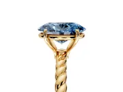 Solitaire Engagement Ring Setting for Fancy Blue Oval Center with 2-Strand Rope Twist Band and Prong Head in Yellow Gold