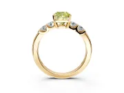 5 Stone Engagement Ring Setting for Fancy Yellow Cushion Cut Center with Plain Band and Prong Head in Yellow Gold