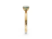 Low-Set Solitaire Engagement Ring Setting for Fancy Green Princess Cut Center with Thin Plain Band and Prong Head in Yellow Gold