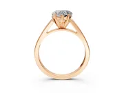 Solitaire Engagement Ring Setting for Heart-Shaped Center with Tapered Split Shoulders and Prong Head in Rose Gold