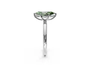 Hidden Halo Engagement Ring Setting for Fancy Green Marquise Center with Thin Round-Wire Band and Prong Head in Platinum