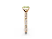 Solitaire Engagement Ring Setting for Fancy Yellow Radiant Cut Center with Milgrain-Edged Pave Band and Prong Head in Rose Gold