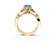 Solitaire Engagement Ring Setting for Fancy Blue Cushion Cut Center with Marquise and Bezel Accents and Prong Head in Yellow Gold