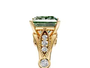 Solitaire Engagement Ring Setting for Fancy Green Princess Cut Center with Marquise and Bezel Accents and Prong Head in Yellow Gold