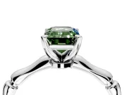 Solitaire Engagement Ring Setting for Fancy Green Emerald Cut Center with Bamboo Band and Prong Head in Platinum