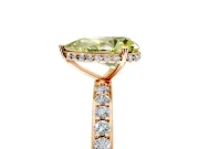 Hidden Halo Engagement Ring Setting for Fancy Yellow Pear-Shaped Center with Pave Band and Prong Head in Rose Gold