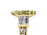 Channel-Set Engagement Ring Setting for Fancy Yellow Marquise Center with Baguette Band and Prong Head in Yellow Gold