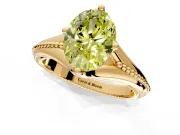 Solitaire Engagement Ring Setting for Fancy Yellow Oval Center with Milgrain Cathedral Band and Prong Head in Yellow Gold