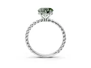 Solitaire Engagement Ring Setting for Fancy Green Heart-Shaped Center with Plain Twisted Rope Band and Prong Head in Sterling Silver