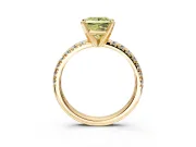 Solitaire Engagement Ring Setting for Fancy Yellow Princess Cut Center with Large Accents and Prong Head in Yellow Gold