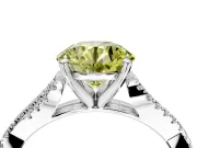 Solitaire Engagement Ring Setting for Fancy Yellow Round Cut Center with Twisted Pave Split Shank and Prong Head in Platinum