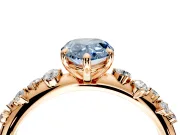 Cluster Engagement Ring Setting for Fancy Blue Pear-Shaped Center with Round Cut Accent Band and Prong Head in Rose Gold
