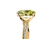Side Accent Engagement Ring Setting for Fancy Yellow Oval Center with Accent Shoulders and Prong Head in Yellow Gold