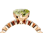 Solitaire Engagement Ring Setting for Fancy Yellow Heart-Shaped Center with Bezel-Dot Beaded Band and Prong Head in Rose Gold