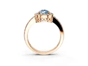 Halo Engagement Ring Setting for Fancy Blue Pear-Shaped Center with Heart-Shaped Openwork, Pave Band and Prong Head in Rose Gold