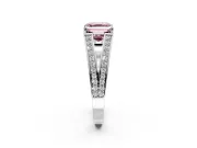 Split Shank Engagement Ring Setting for Fancy Pink Asscher Cut Center with Pave Split Shank and Prong Head in Platinum