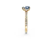 Solitaire Engagement Ring Setting for Fancy Blue Heart-Shaped Center with Fine Pave Band and Prong Head in Yellow Gold