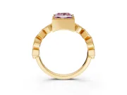 Milgrain Bezel Engagement Ring Setting for Fancy Pink Princess Cut Center with Marquise Stations and Bezel Head in Yellow Gold