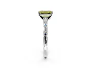 Baguette Engagement Ring Setting for Fancy Yellow Emerald Cut Center with Alternating Bar-Set Band and Prong Head in Sterling Silver