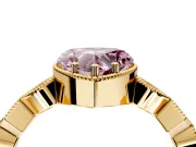 Milgrain Bezel Engagement Ring Setting for Fancy Pink Heart-Shaped Center with Marquise Stations and Bezel Head in Yellow Gold