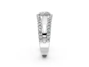 Halo Engagement Ring Setting for Cushion Cut Center with Wide-Open Pave Split Shank and Prong Head in Platinum