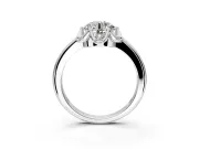 Floral Frame Engagement Ring Setting for Round Cut Center with Accent Clusters and Prong Head in Platinum