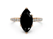 Solitaire Engagement Ring Setting for Fancy Black Marquise Center with Fine Pave Accents and Prong Head in Rose Gold