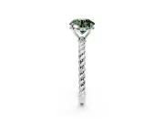 Solitaire Engagement Ring Setting for Fancy Green Round Cut Center with Plain Twisted Rope Band and Prong Head in Platinum