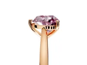 Solitaire Engagement Ring Setting for Fancy Pink Heart-Shaped Center with Narrow Cathedral Band and Prong Head in Rose Gold