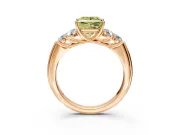Cluster Engagement Ring Setting for Fancy Yellow Princess Cut Center with Round Cut Accent Frame and Prong Head in Rose Gold