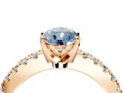 Solitaire Engagement Ring Setting for Fancy Blue Pear-Shaped Center with Single Row Accent Band and Prong Head in Rose Gold