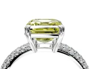 Solitaire Engagement Ring Setting for Fancy Yellow Asscher Cut Center with Multi-Row Pave Accents and Basket Head in Sterling Silver