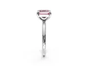 Low-Set Solitaire Engagement Ring Setting for Fancy Pink Asscher Cut Center with Thin Plain Band and Prong Head in Platinum