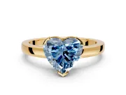 Solitaire Engagement Ring Setting for Fancy Blue Heart-Shaped Center with Plain Band and Flat Tab Prong Head in Yellow Gold