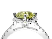 Floral Engagement Ring Setting for Fancy Yellow Round Cut Center with Pave Band and Floral Prong Head in White Gold